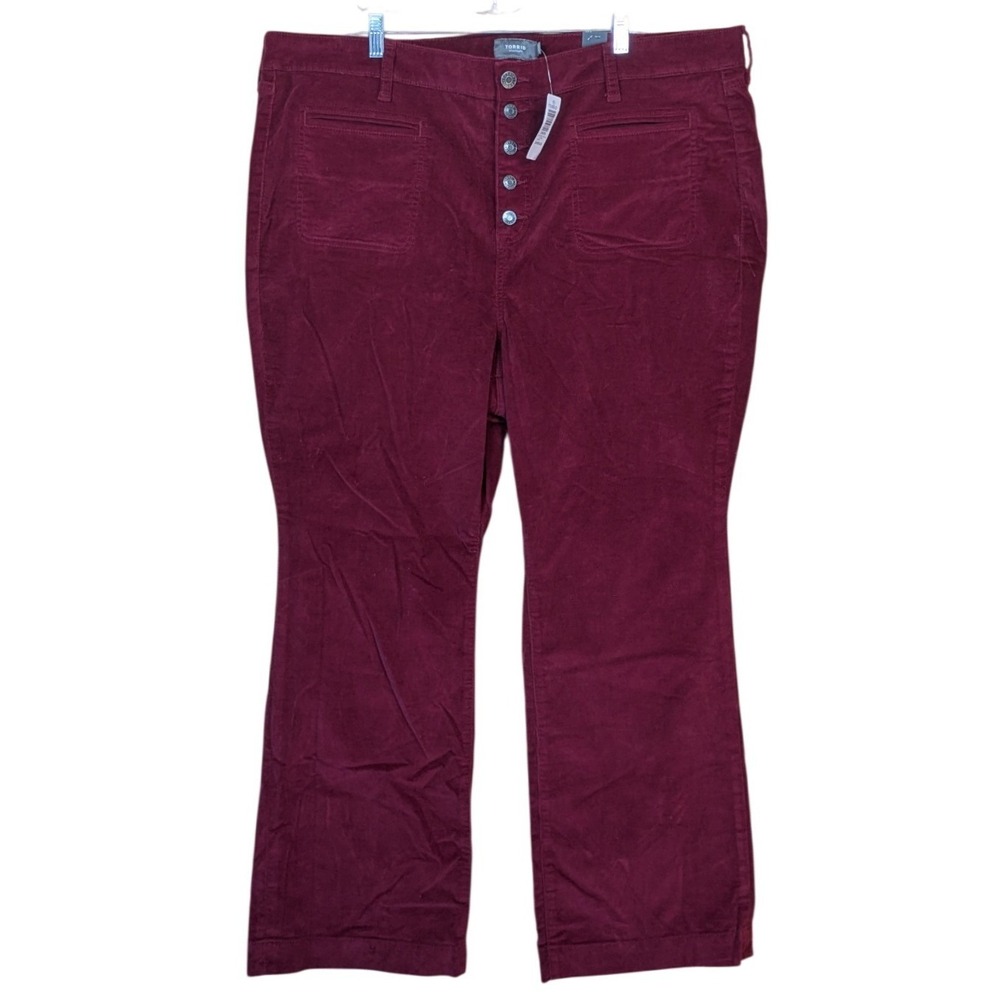 Torrid Corduroy Pants Womens 24 Burgundy Button Fly Flare High Rise Feminine NWT